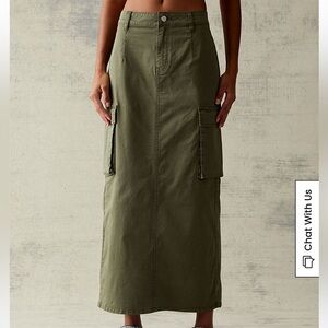 PacSun Olive Cargo Maxi Skirt